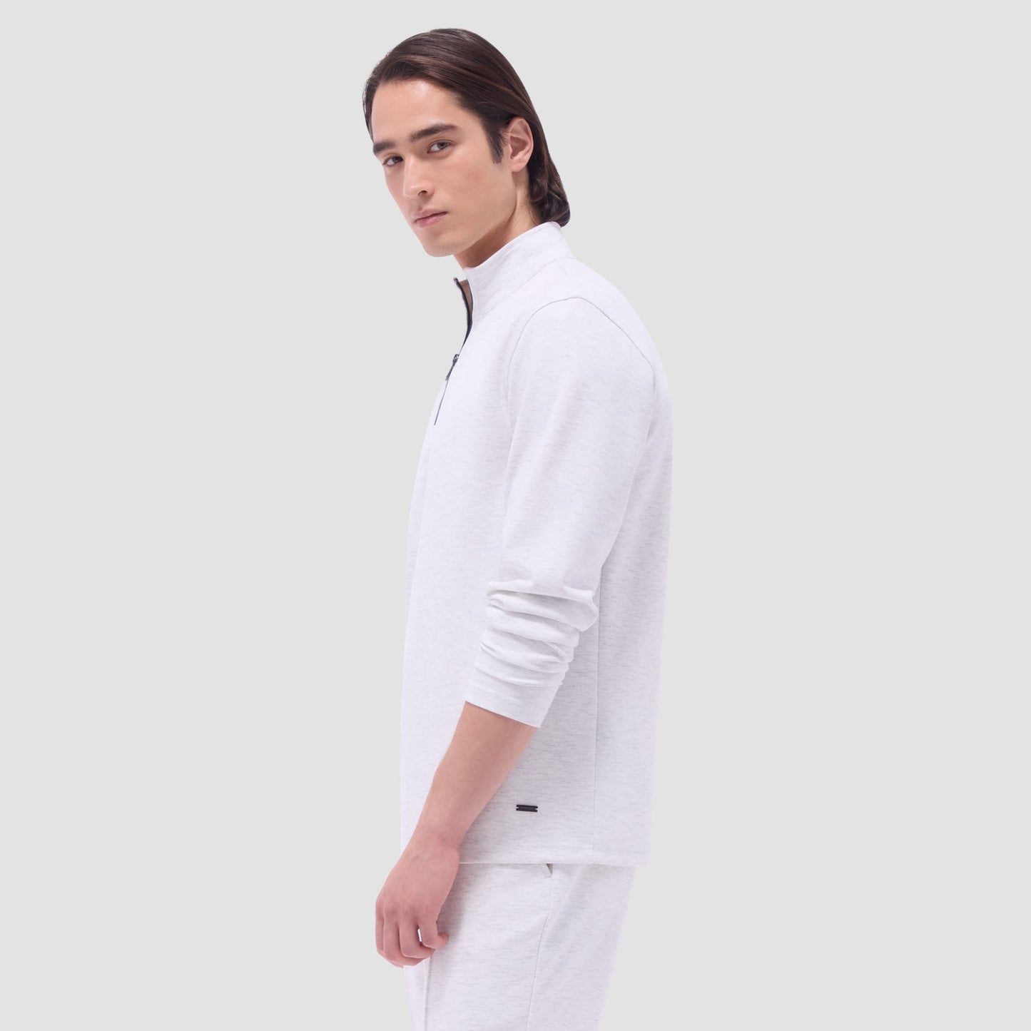 Bugatchi Soft Touch™ Heather Quarter-Zip Pullover Chalk