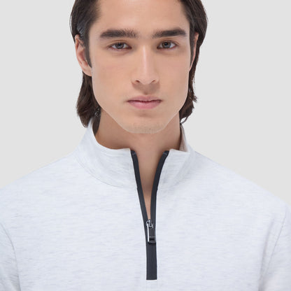 Bugatchi Soft Touch™ Heather Quarter-Zip Pullover Chalk