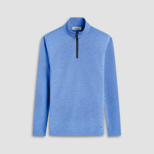 Bugatchi Soft Touch™ Heather Quarter-Zip Pullover Cobalt