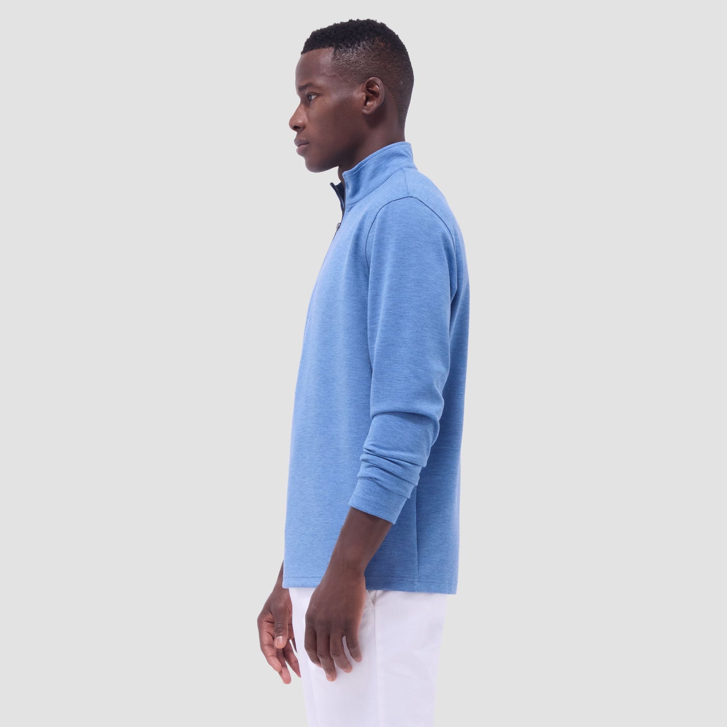 Bugatchi Soft Touch™ Heather Quarter-Zip Pullover Cobalt
