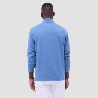 Bugatchi Soft Touch™ Heather Quarter-Zip Pullover Cobalt