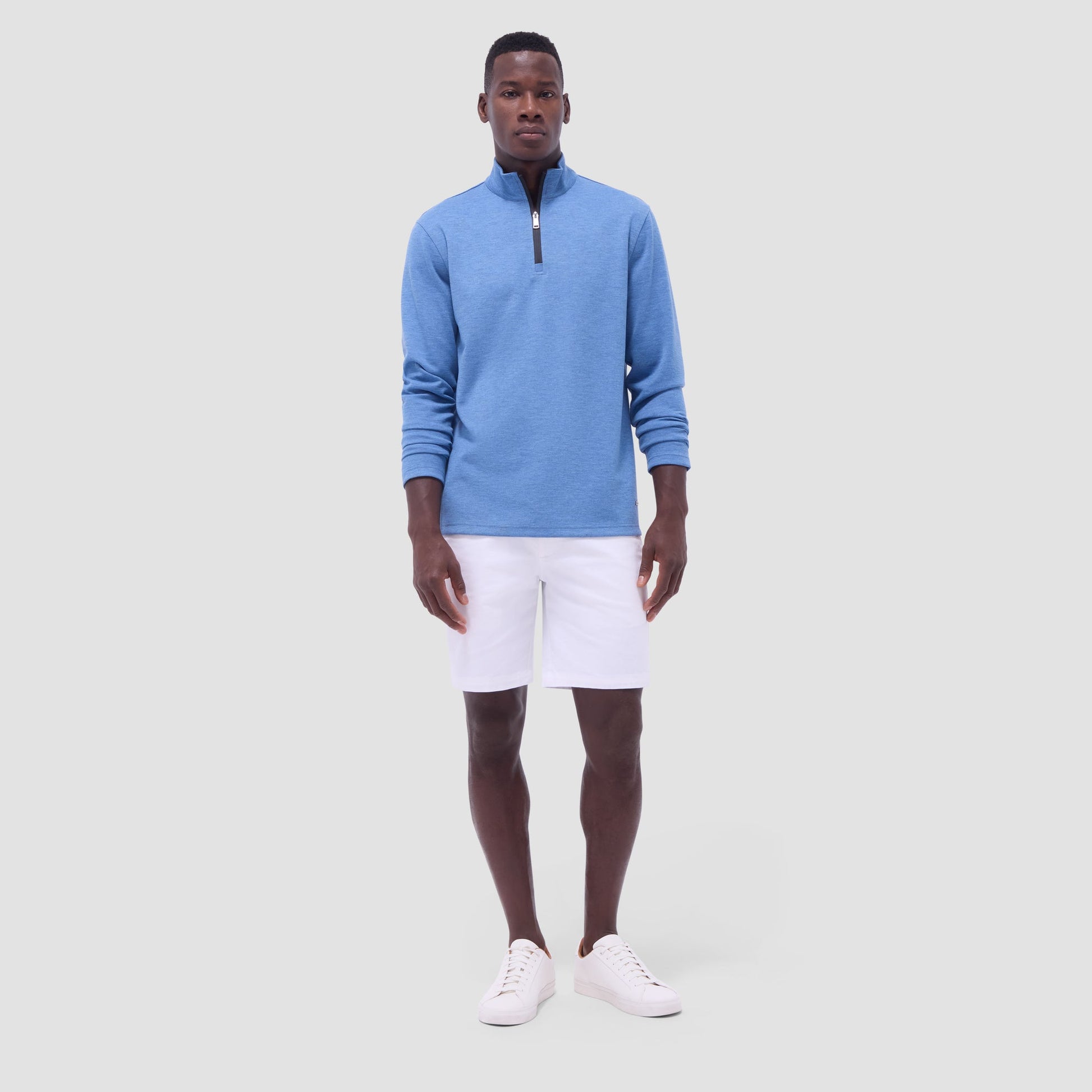 Bugatchi Soft Touch™ Heather Quarter-Zip Pullover Cobalt