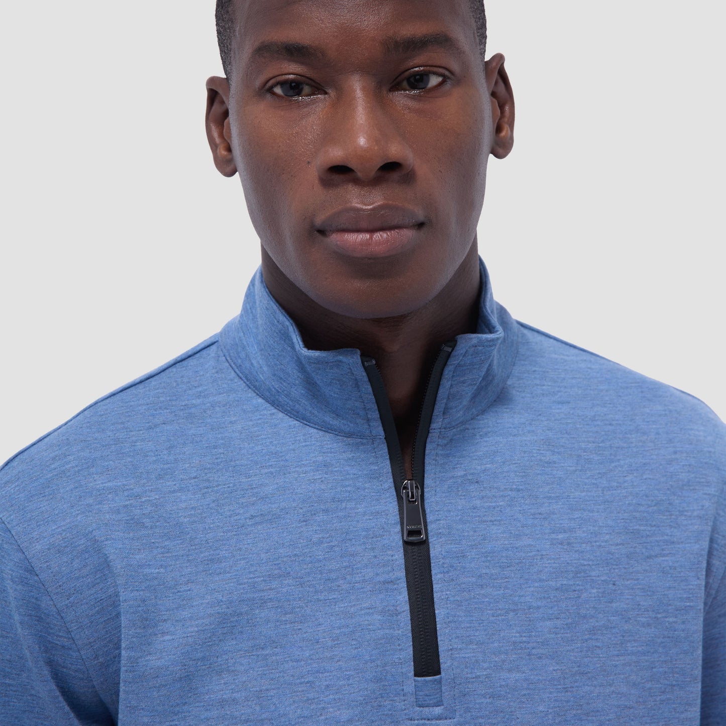 Bugatchi Soft Touch™ Heather Quarter-Zip Pullover Cobalt