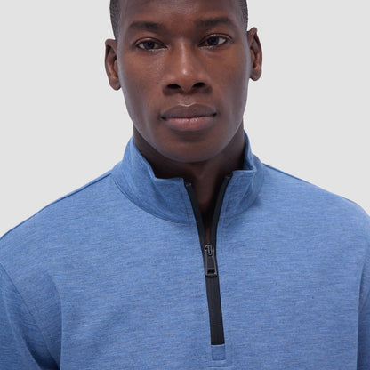 Bugatchi Soft Touch™ Heather Quarter-Zip Pullover Cobalt