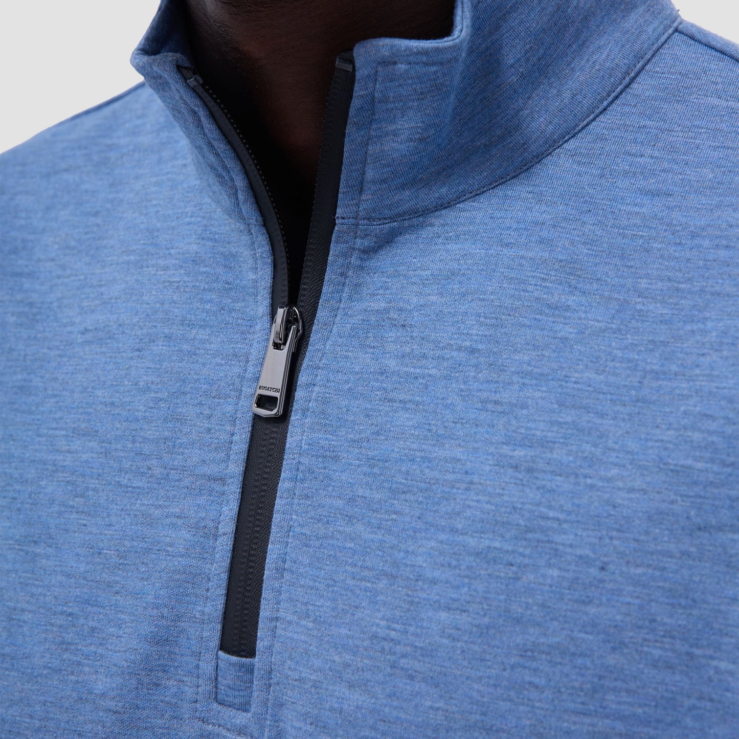 Bugatchi Soft Touch™ Heather Quarter-Zip Pullover Cobalt