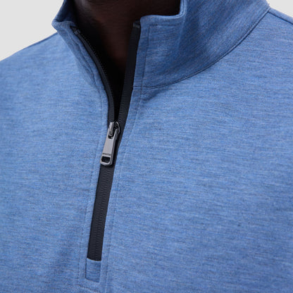 Bugatchi Soft Touch™ Heather Quarter-Zip Pullover Cobalt