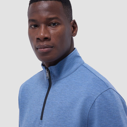 Bugatchi Soft Touch™ Heather Quarter-Zip Pullover Cobalt
