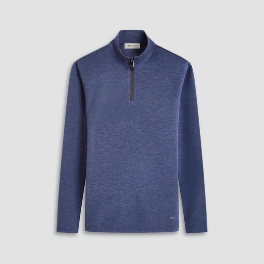 Bugatchi Soft Touch™ Heather Quarter-Zip Pullover Navy