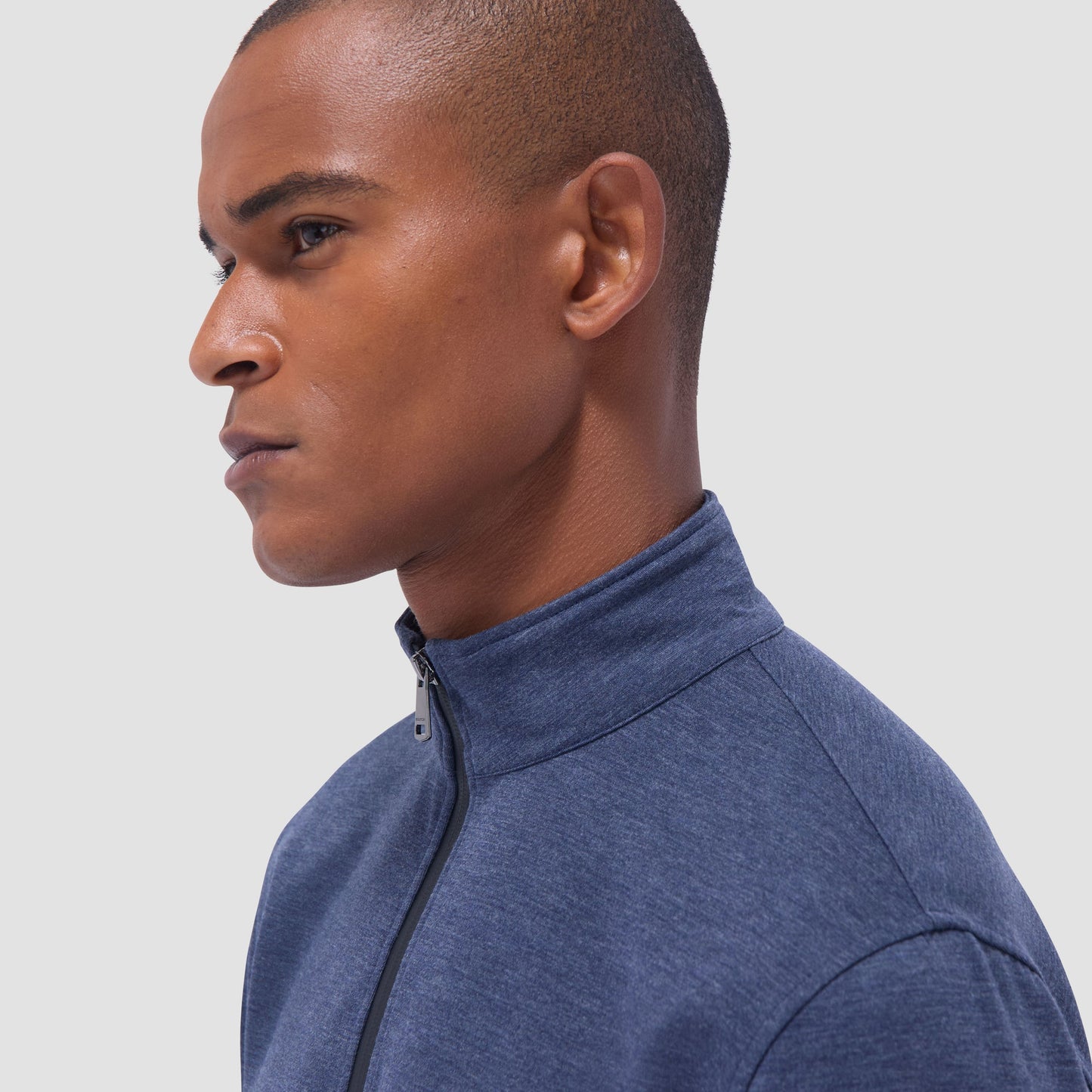 Bugatchi Soft Touch™ Heather Quarter-Zip Pullover Navy