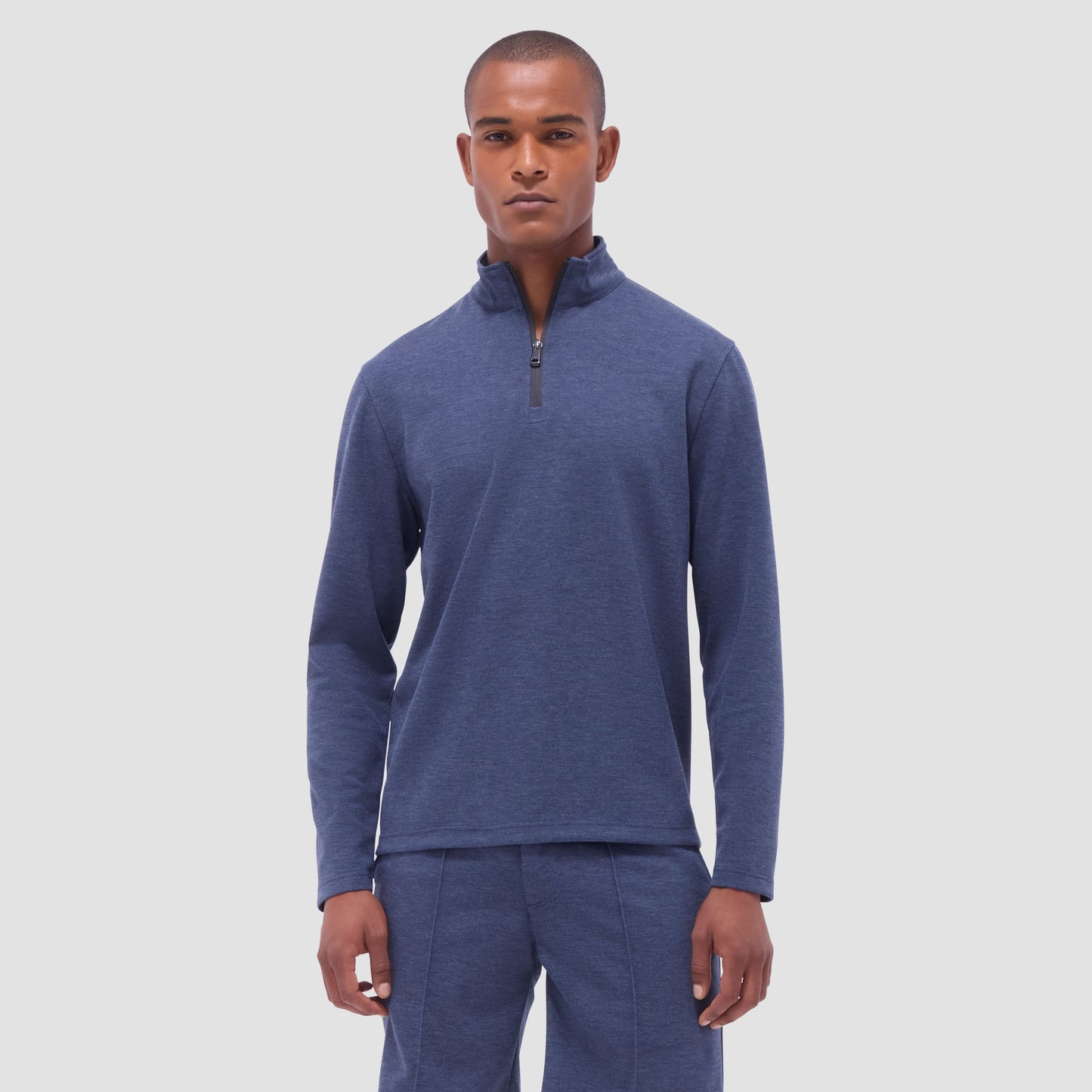 Bugatchi Soft Touch™ Heather Quarter-Zip Pullover Navy