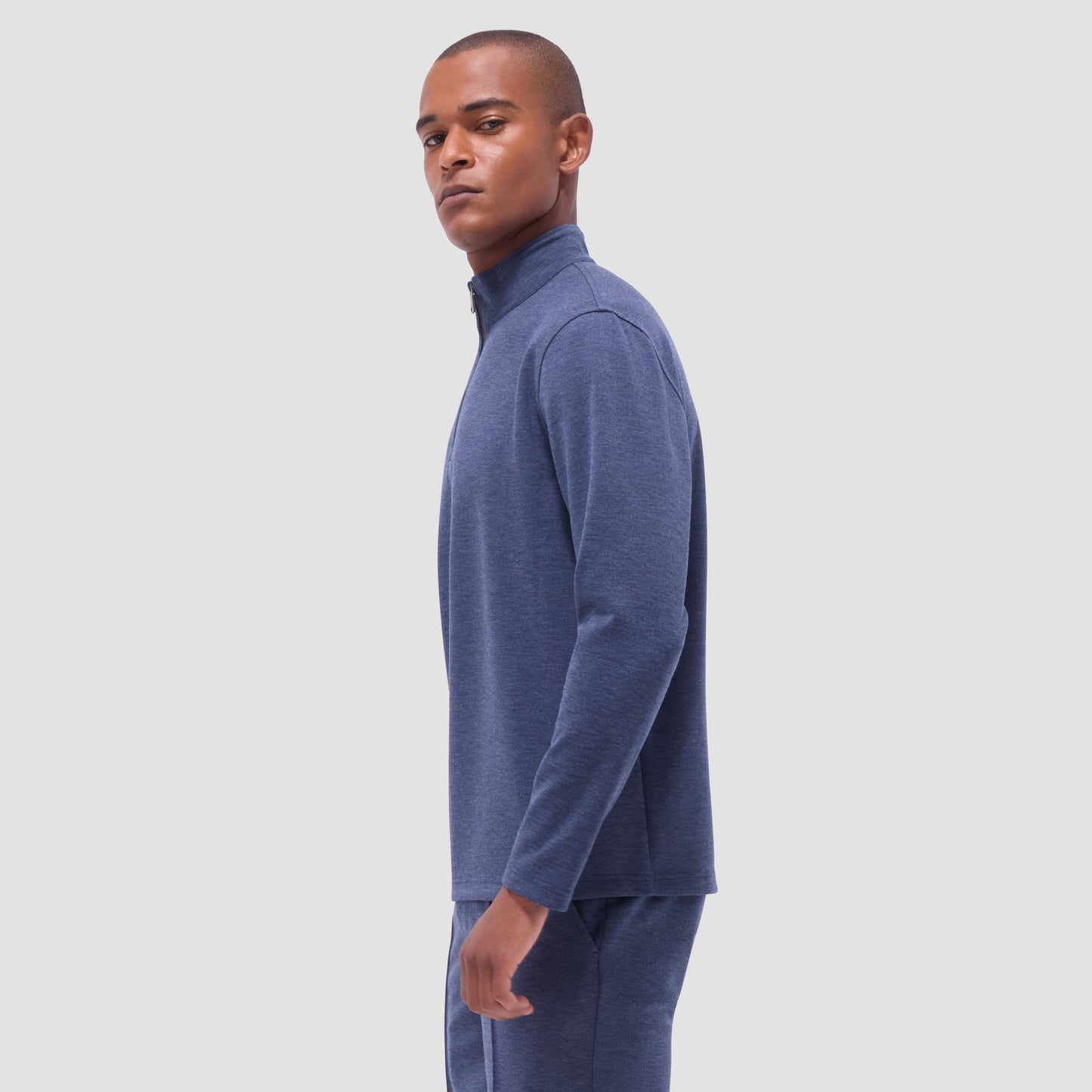 Bugatchi Soft Touch™ Heather Quarter-Zip Pullover Navy