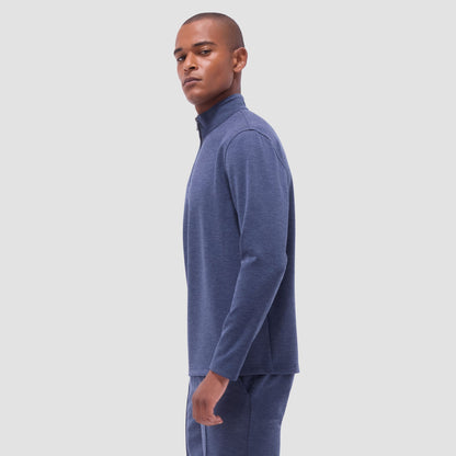 Bugatchi Soft Touch™ Heather Quarter-Zip Pullover Navy