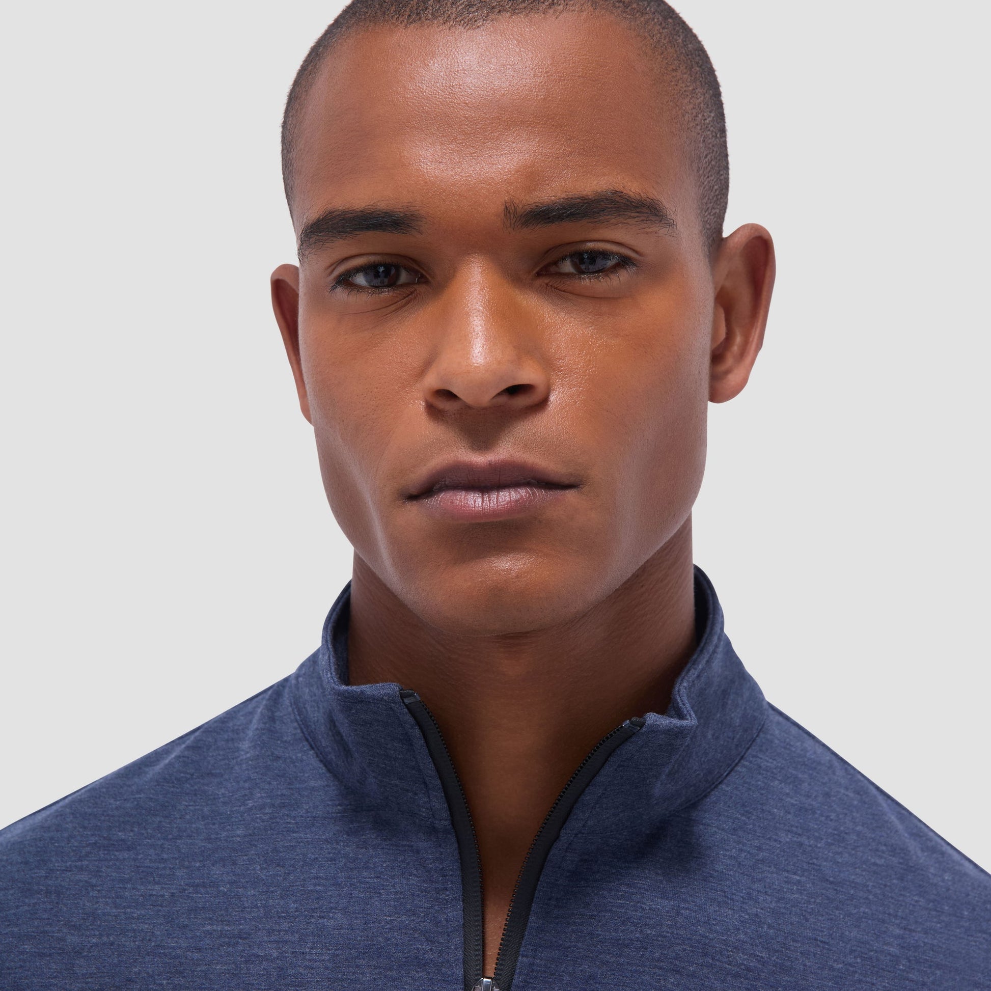 Bugatchi Soft Touch™ Heather Quarter-Zip Pullover Navy