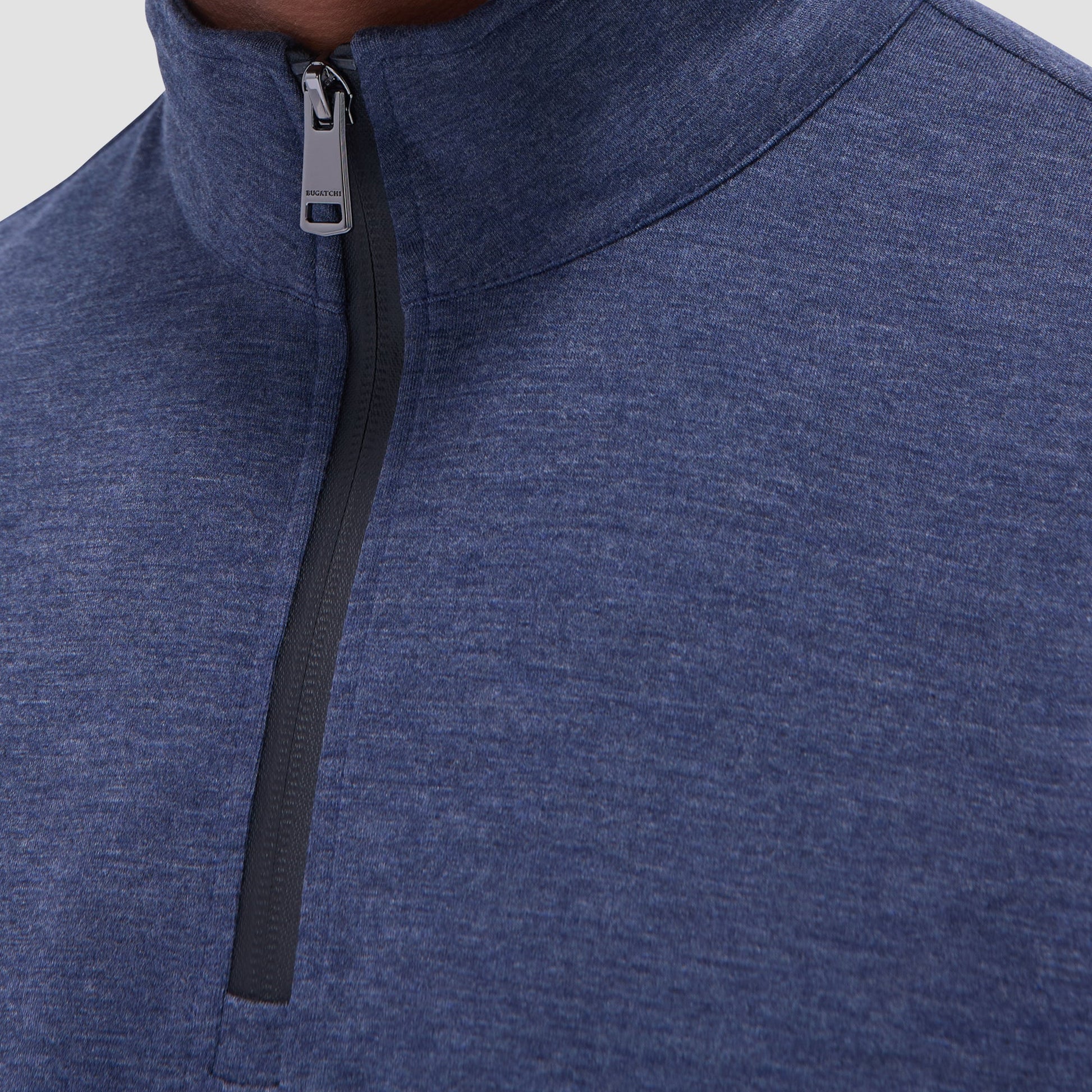 Bugatchi Soft Touch™ Heather Quarter-Zip Pullover Navy