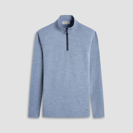 Bugatchi Soft Touch™ Heather Quarter-Zip Pullover Shark