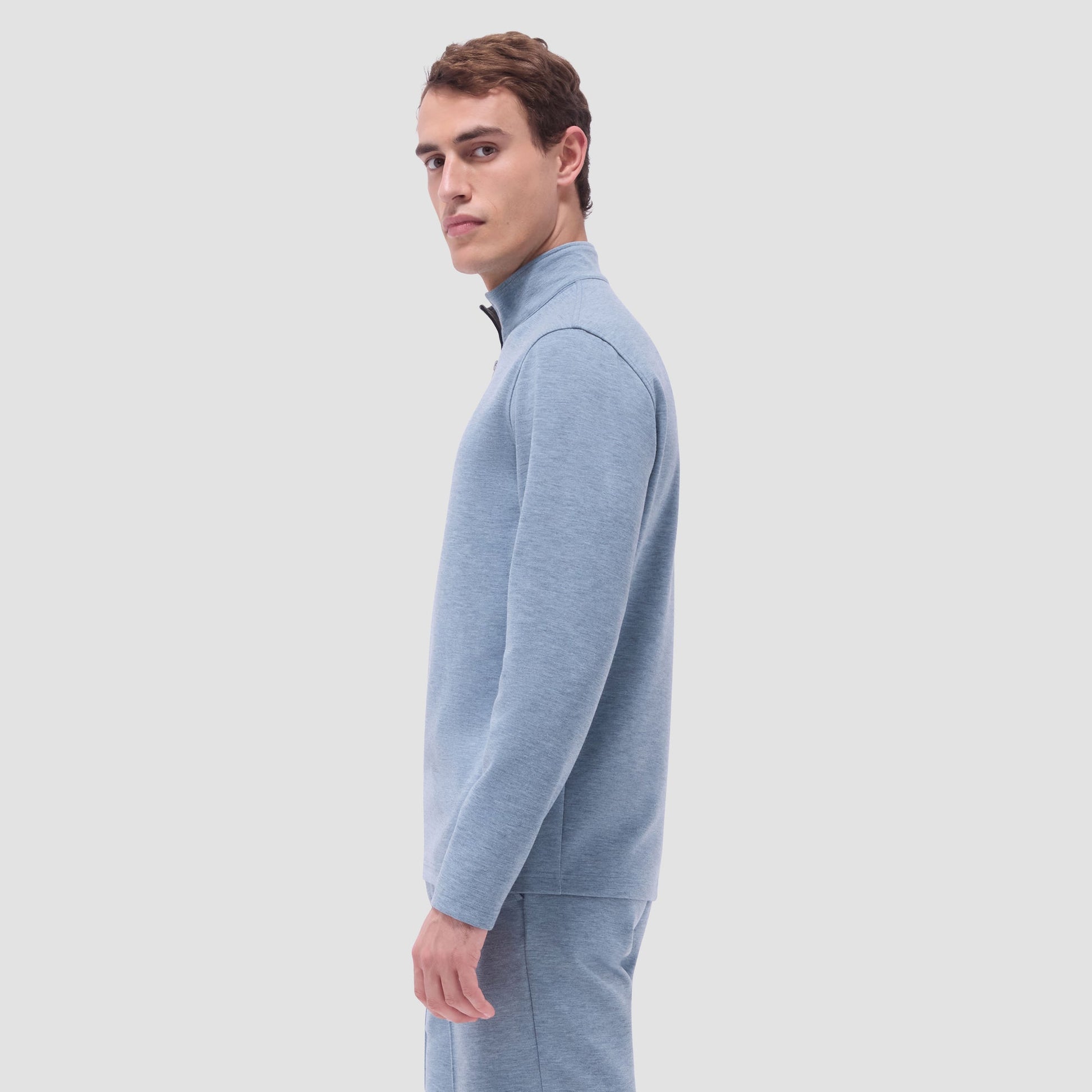 Bugatchi Soft Touch™ Heather Quarter-Zip Pullover Shark