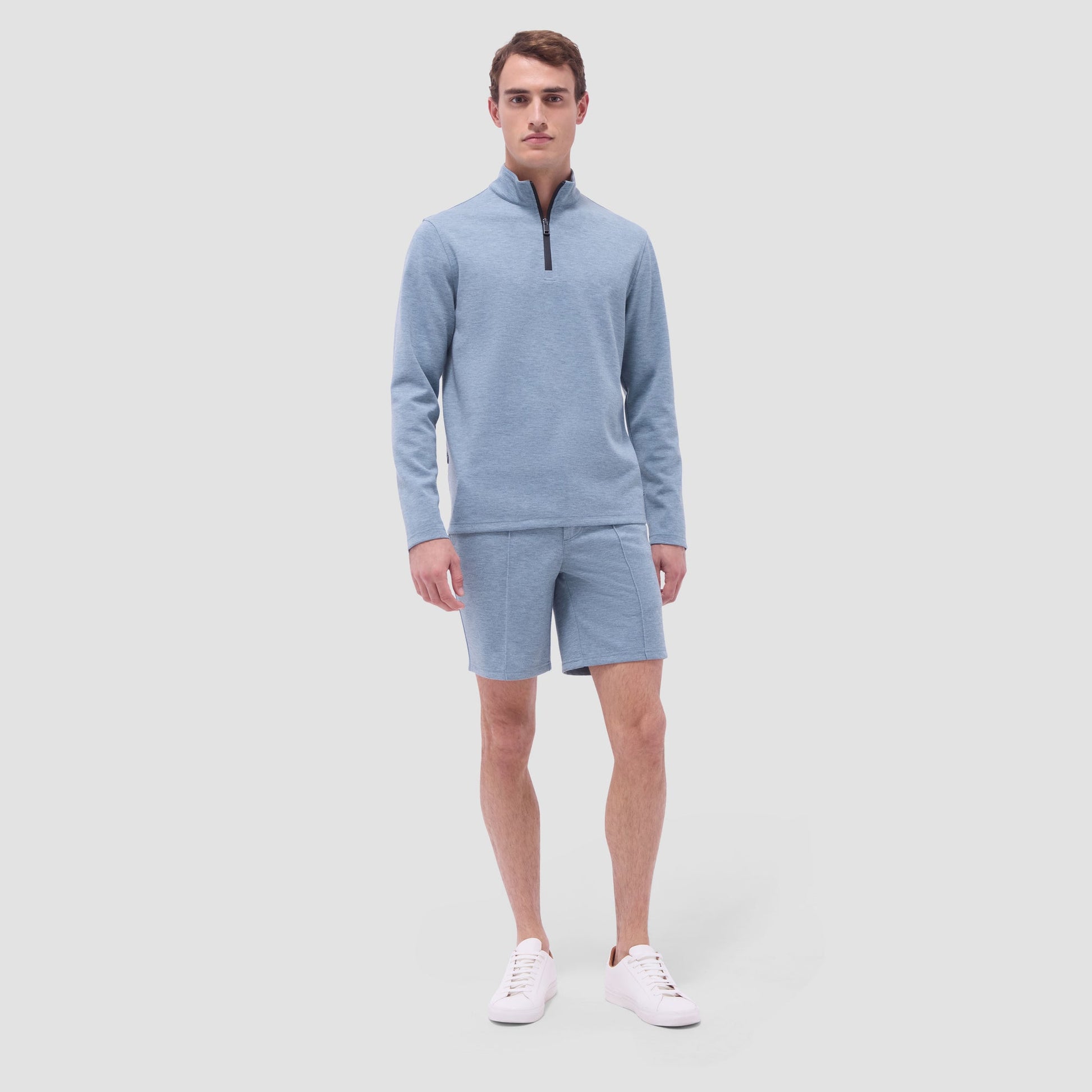 Bugatchi Soft Touch™ Heather Quarter-Zip Pullover Shark