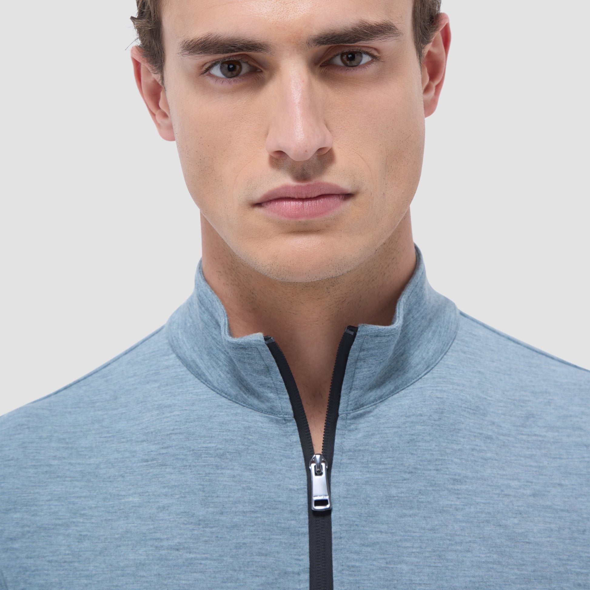 Bugatchi Soft Touch™ Heather Quarter-Zip Pullover Shark