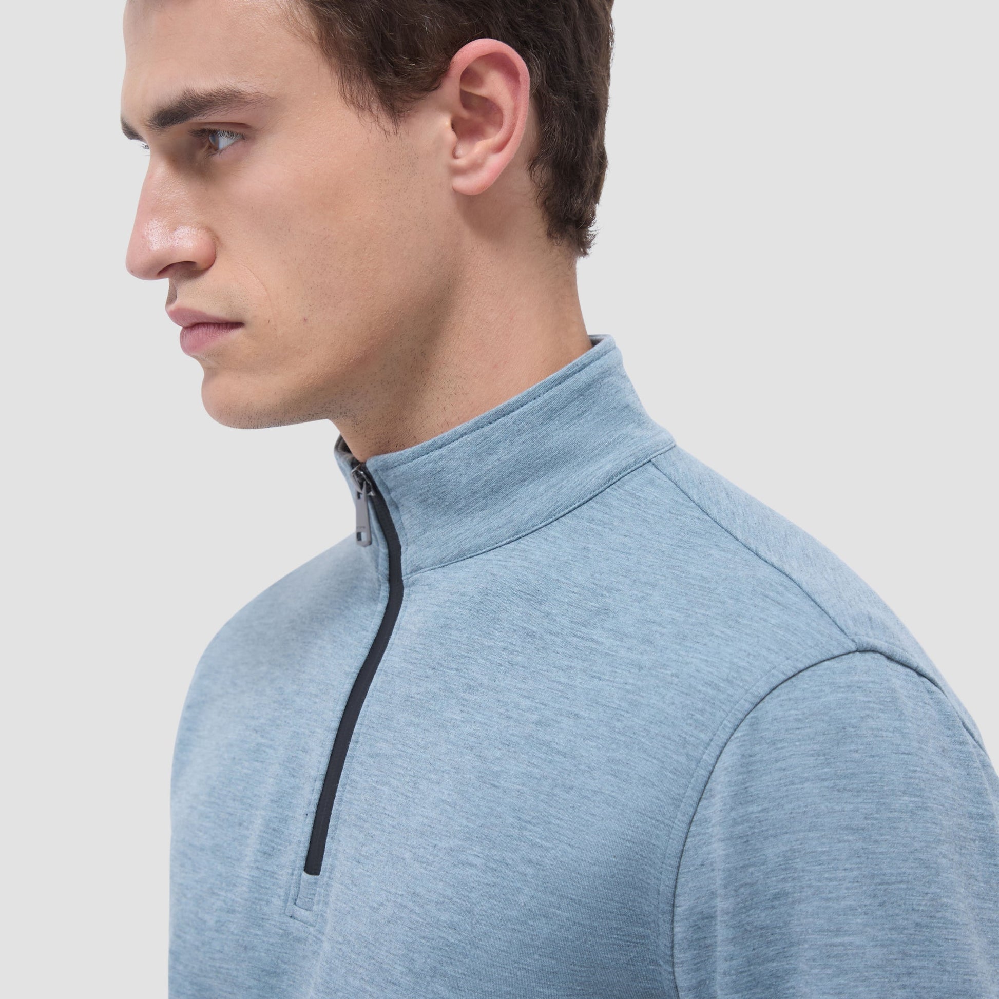 Bugatchi Soft Touch™ Heather Quarter-Zip Pullover Shark