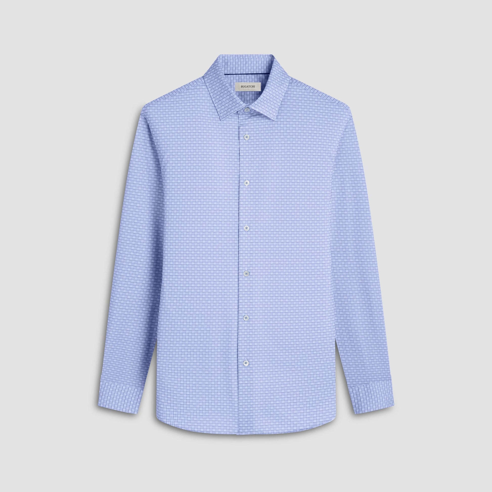 Bugatchi Jules Grid Check OoohCotton® Shirt Air Blue