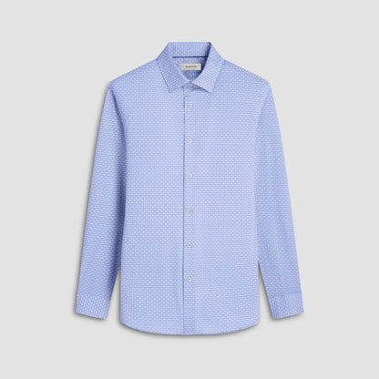 Bugatchi Jules Grid Check OoohCotton® Shirt Air Blue