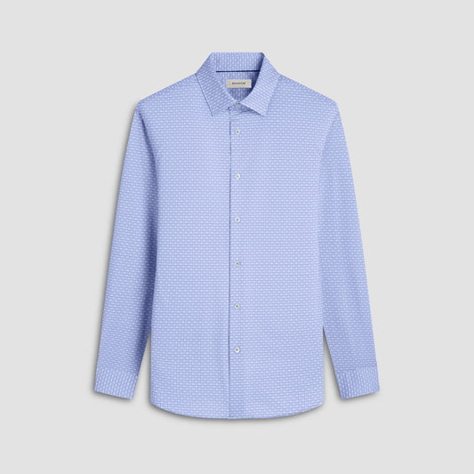 Bugatchi Jules Grid Check OoohCotton® Shirt Air Blue