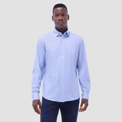 Bugatchi Jules Grid Check OoohCotton® Shirt Air Blue
