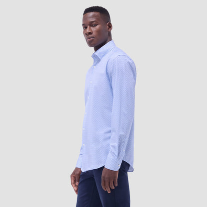 Bugatchi Jules Grid Check OoohCotton® Shirt Air Blue