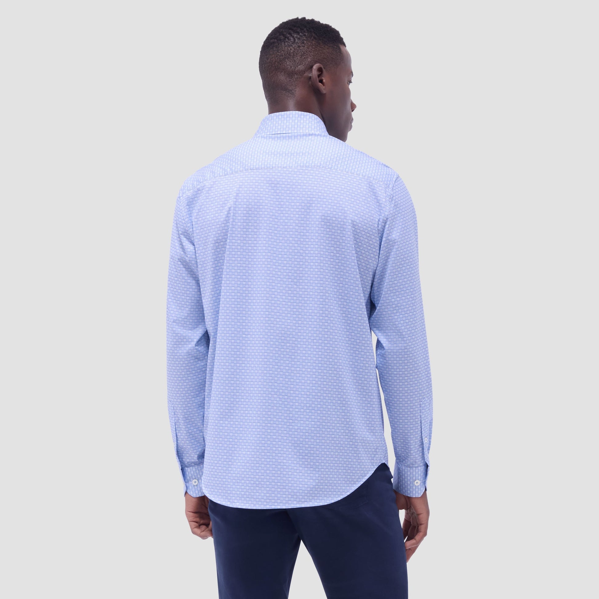 Bugatchi Jules Grid Check OoohCotton® Shirt Air Blue