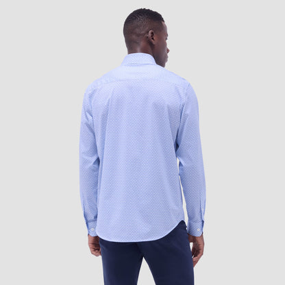 Bugatchi Jules Grid Check OoohCotton® Shirt Air Blue