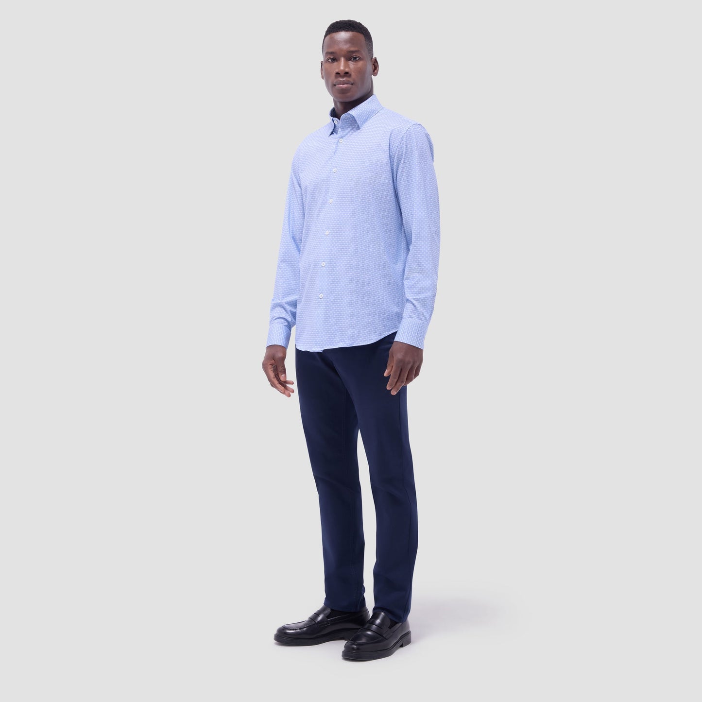 Bugatchi Jules Grid Check OoohCotton® Shirt Air Blue
