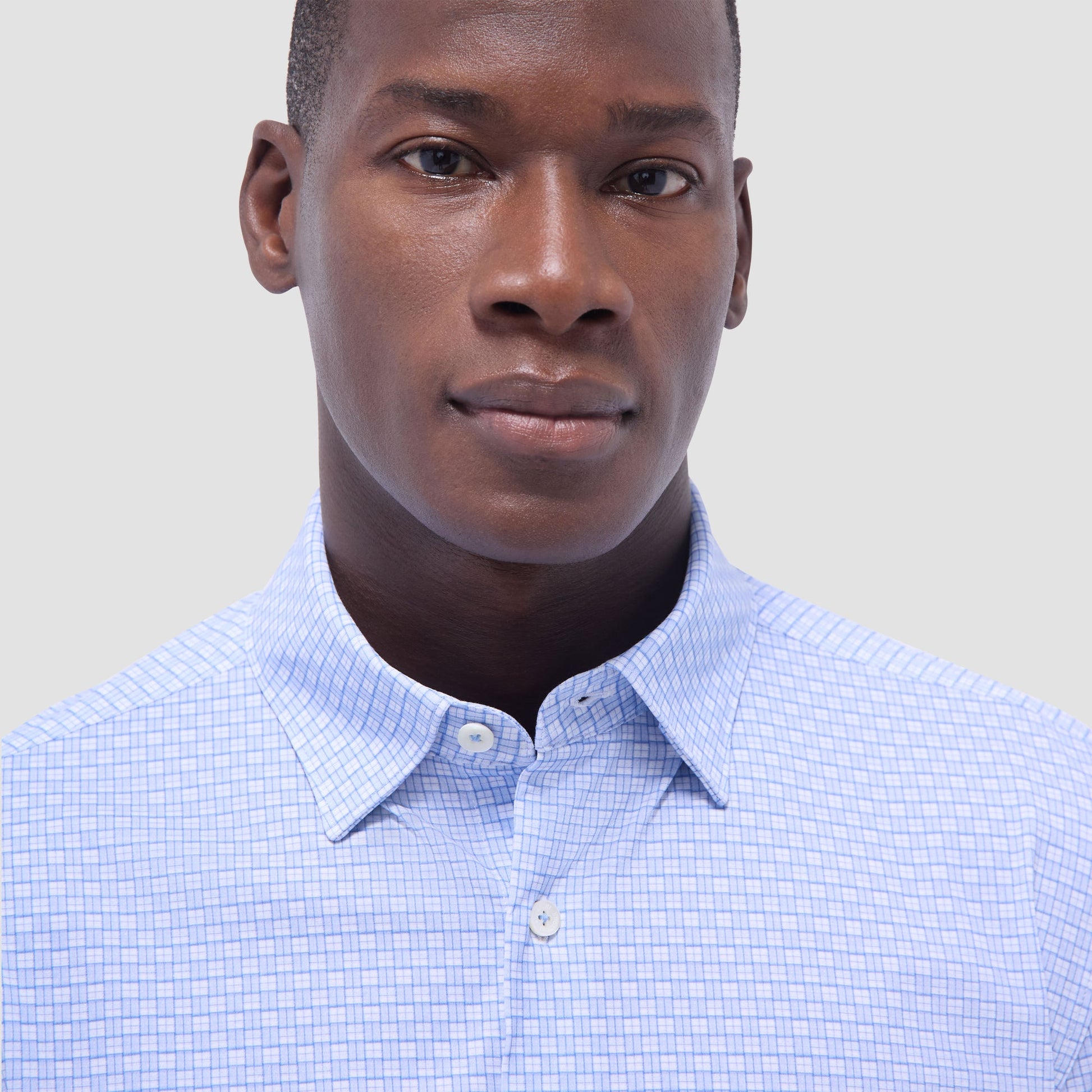 Bugatchi Jules Grid Check OoohCotton® Shirt Air Blue