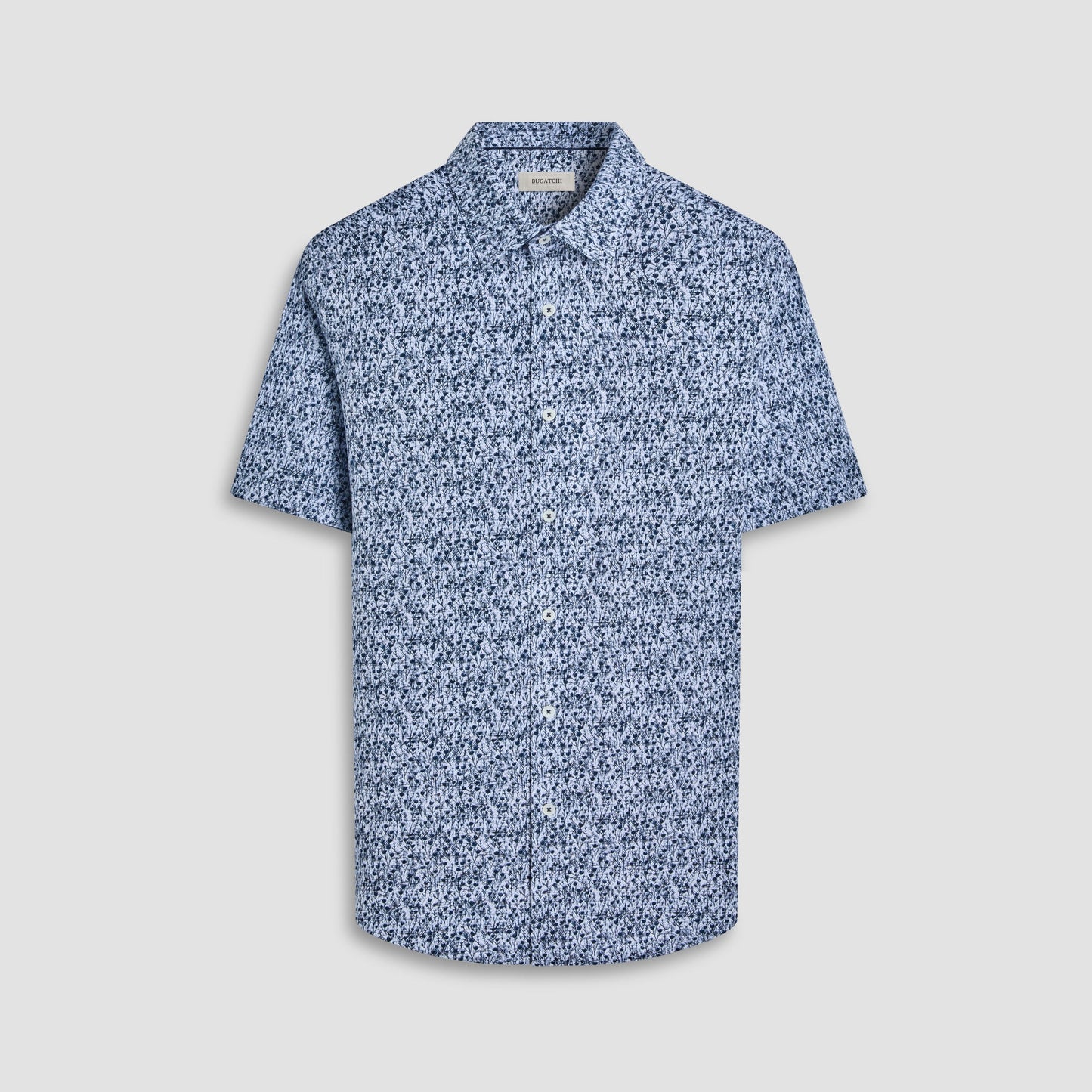 Bugatchi Miles Floral OoohCotton® Short-Sleeve Shirt Navy