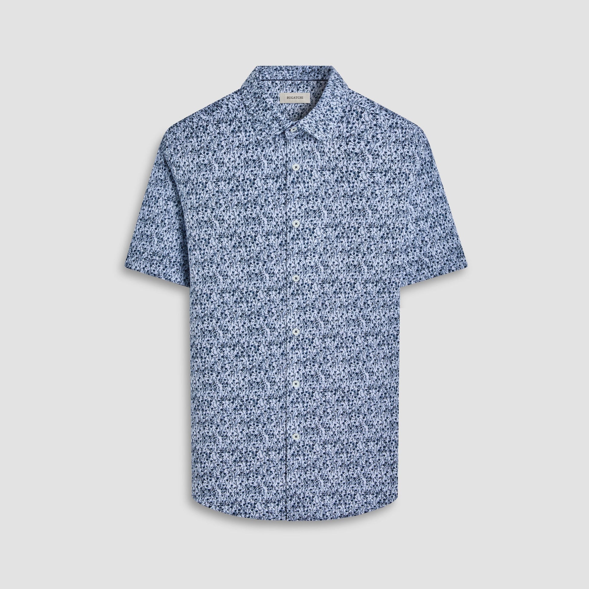Bugatchi Miles Floral OoohCotton® Short-Sleeve Shirt Navy