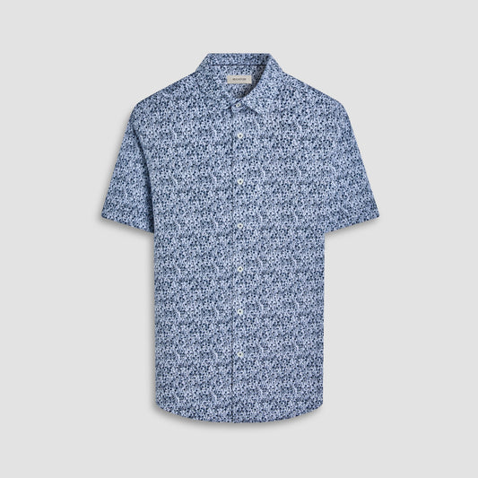 Bugatchi Miles Floral OoohCotton® Short-Sleeve Shirt Navy