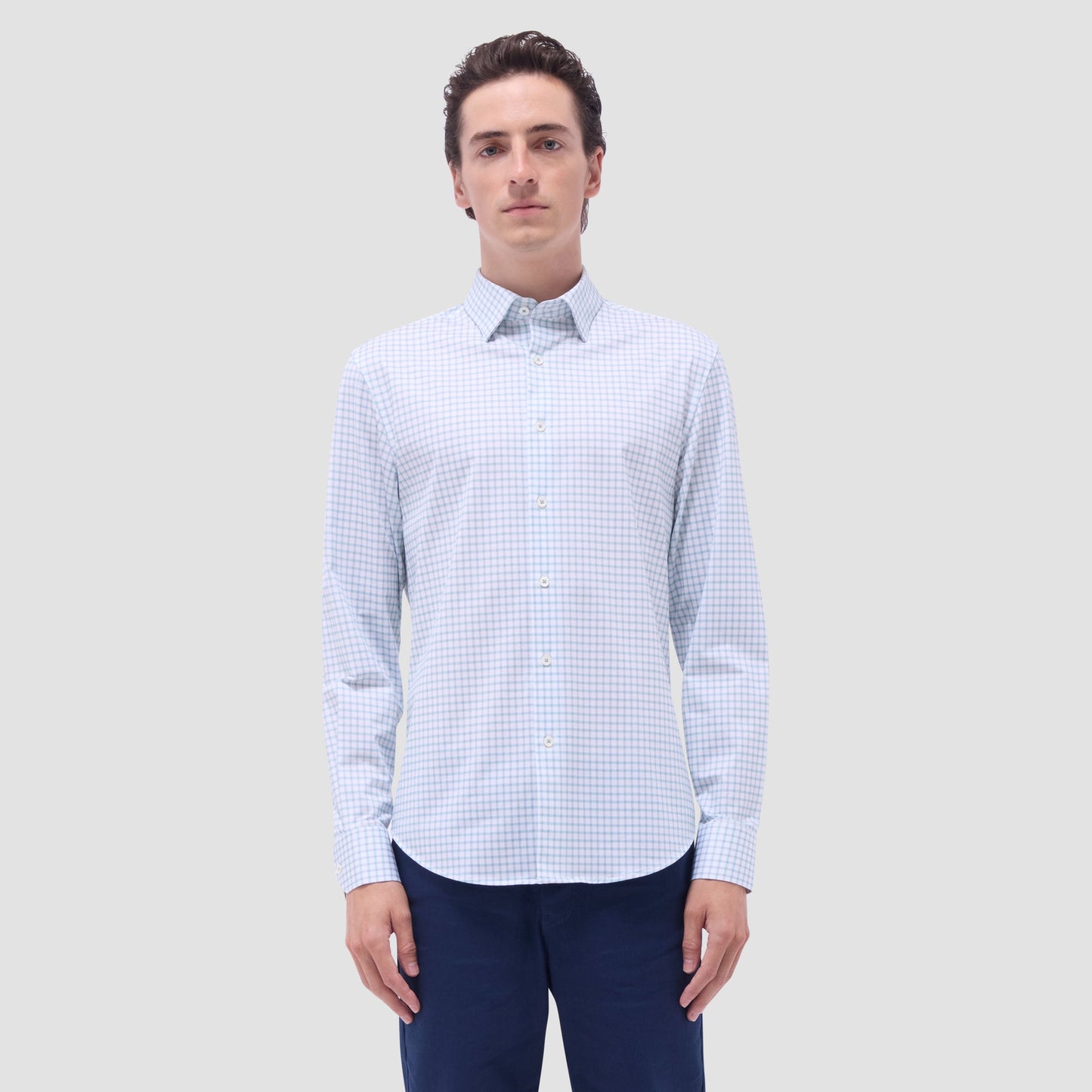 Bugatchi Jules Windowpane Check OoohCotton® Shirt Menthol