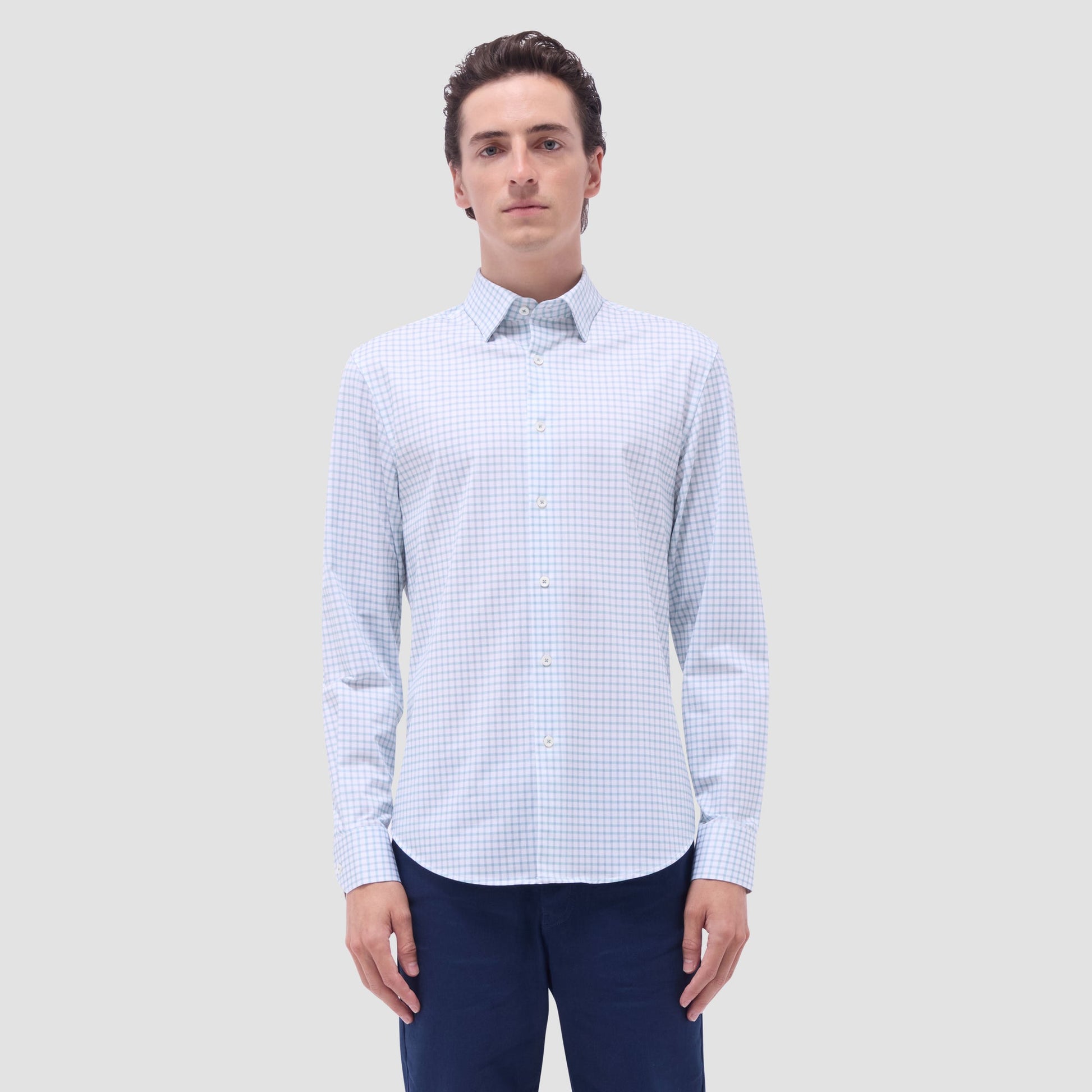 Bugatchi Jules Windowpane Check OoohCotton® Shirt Menthol