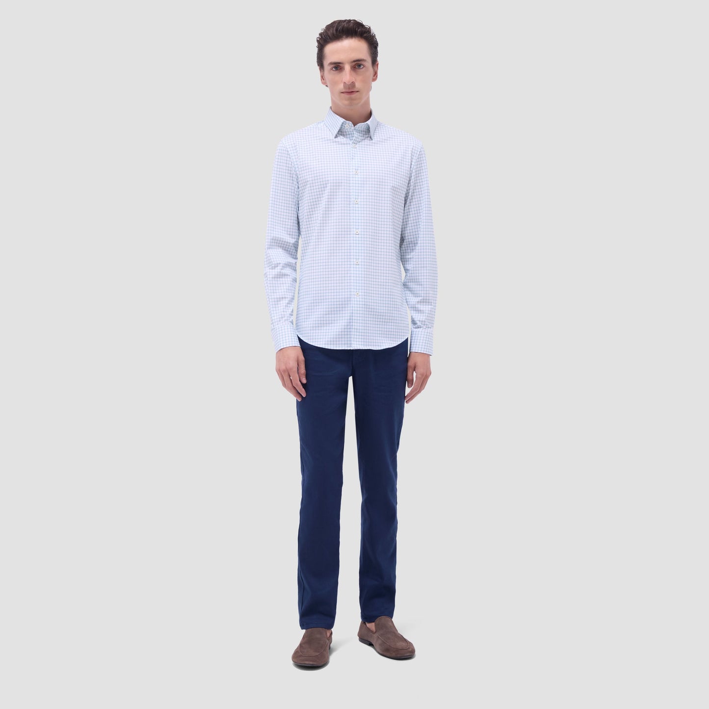 Bugatchi Jules Windowpane Check OoohCotton® Shirt Menthol