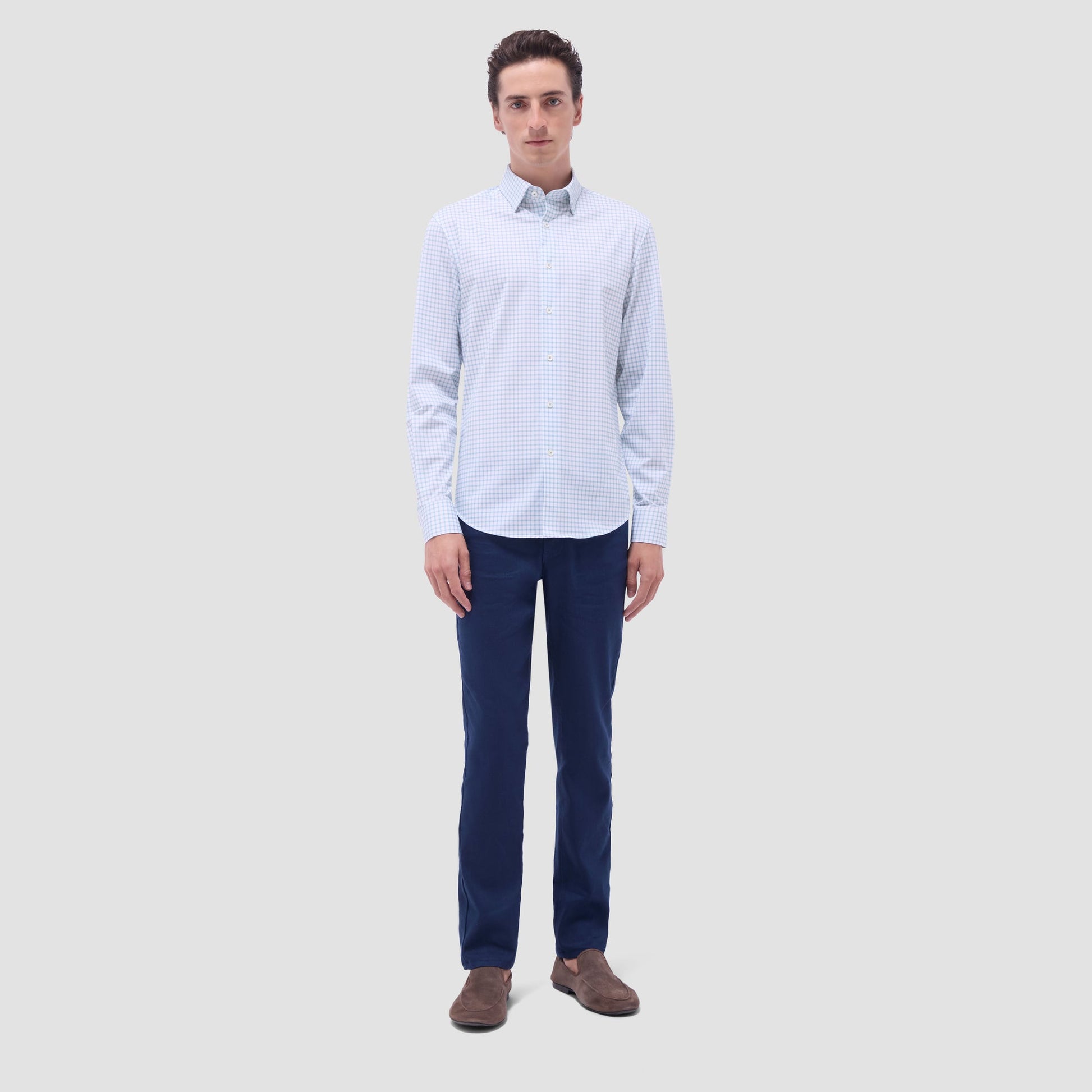 Bugatchi Jules Windowpane Check OoohCotton® Shirt Menthol