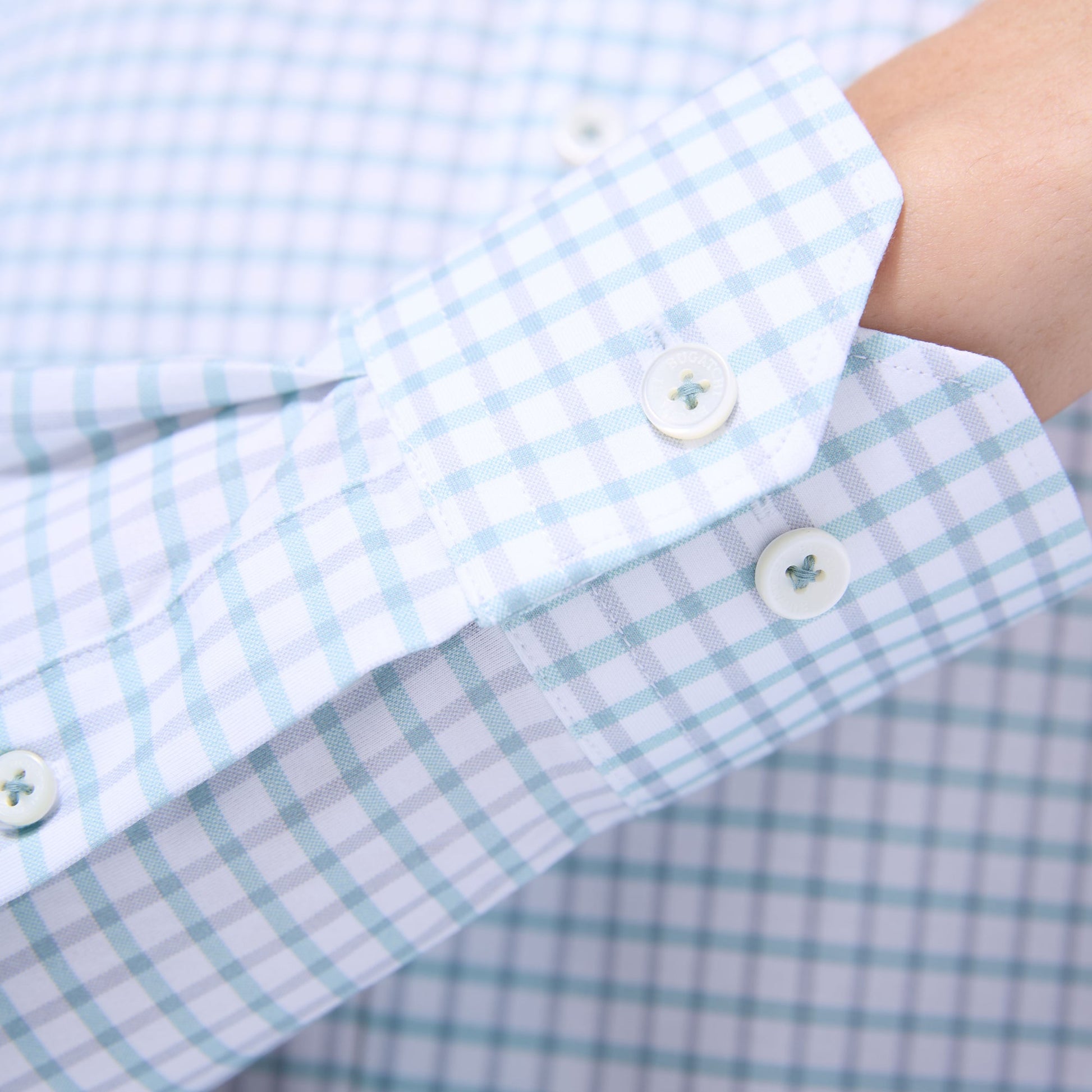 Bugatchi Jules Windowpane Check OoohCotton® Shirt Menthol
