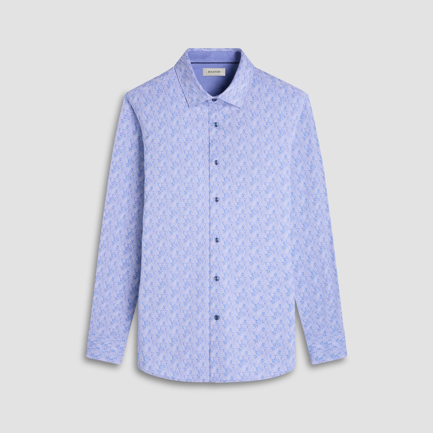 Bugatchi Jimmy Double-Sided Geometric & Solid OoohCotton® Shirt Air Blue