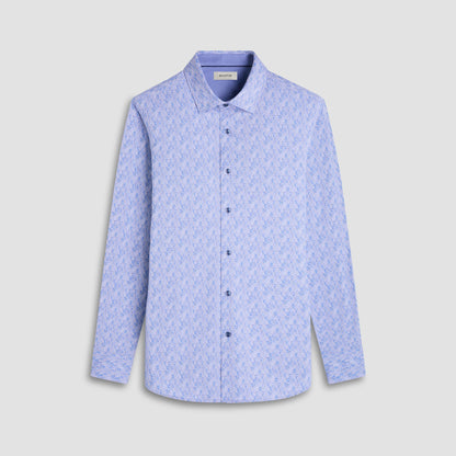 Bugatchi Jimmy Double-Sided Geometric & Solid OoohCotton® Shirt Air Blue