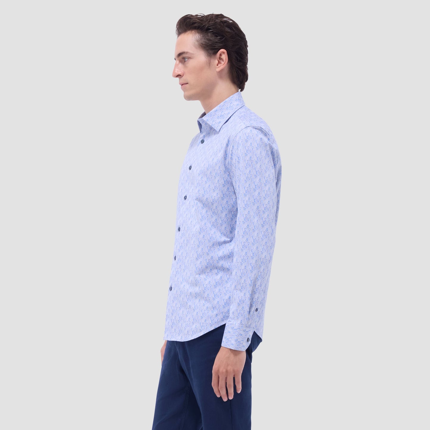 Bugatchi Jimmy Double-Sided Geometric & Solid OoohCotton® Shirt Air Blue