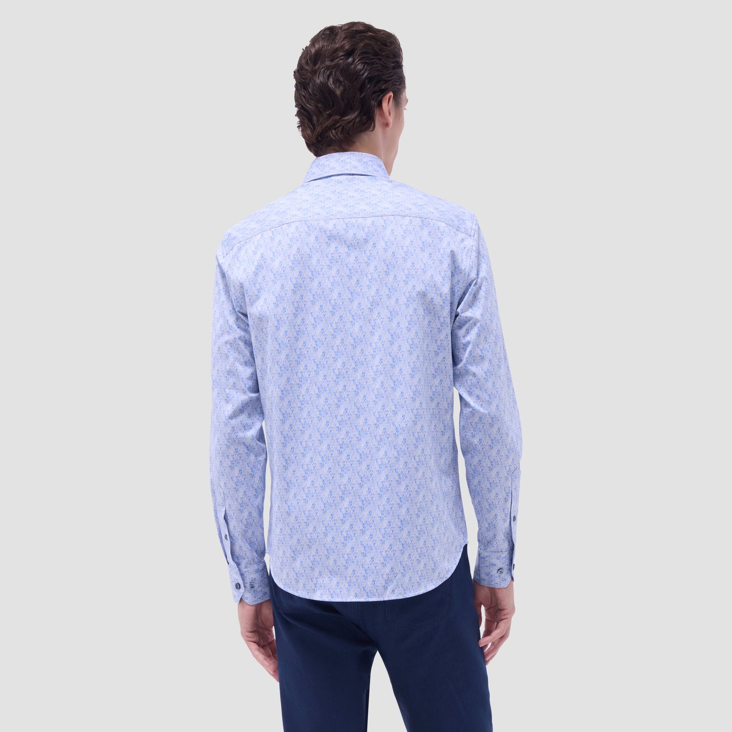 Bugatchi Jimmy Double-Sided Geometric & Solid OoohCotton® Shirt Air Blue
