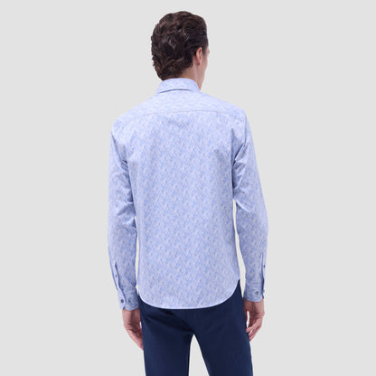 Bugatchi Jimmy Double-Sided Geometric & Solid OoohCotton® Shirt Air Blue