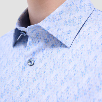 Bugatchi Jimmy Double-Sided Geometric & Solid OoohCotton® Shirt Air Blue
