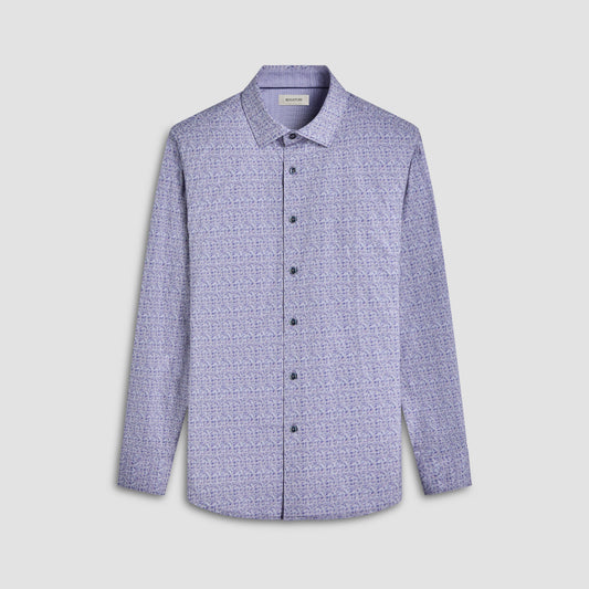 Bugatchi Jimmy Double-Sided Abstract & Check OoohCotton® Shirt Dusty Pink