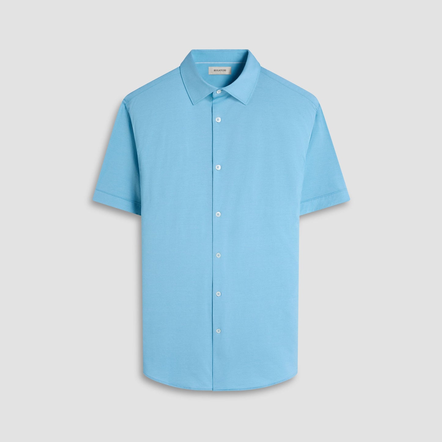 Bugatchi Myron Double-Sided Herringbone & Solid OoohCotton® Short-Sleeve Shirt Turquoise