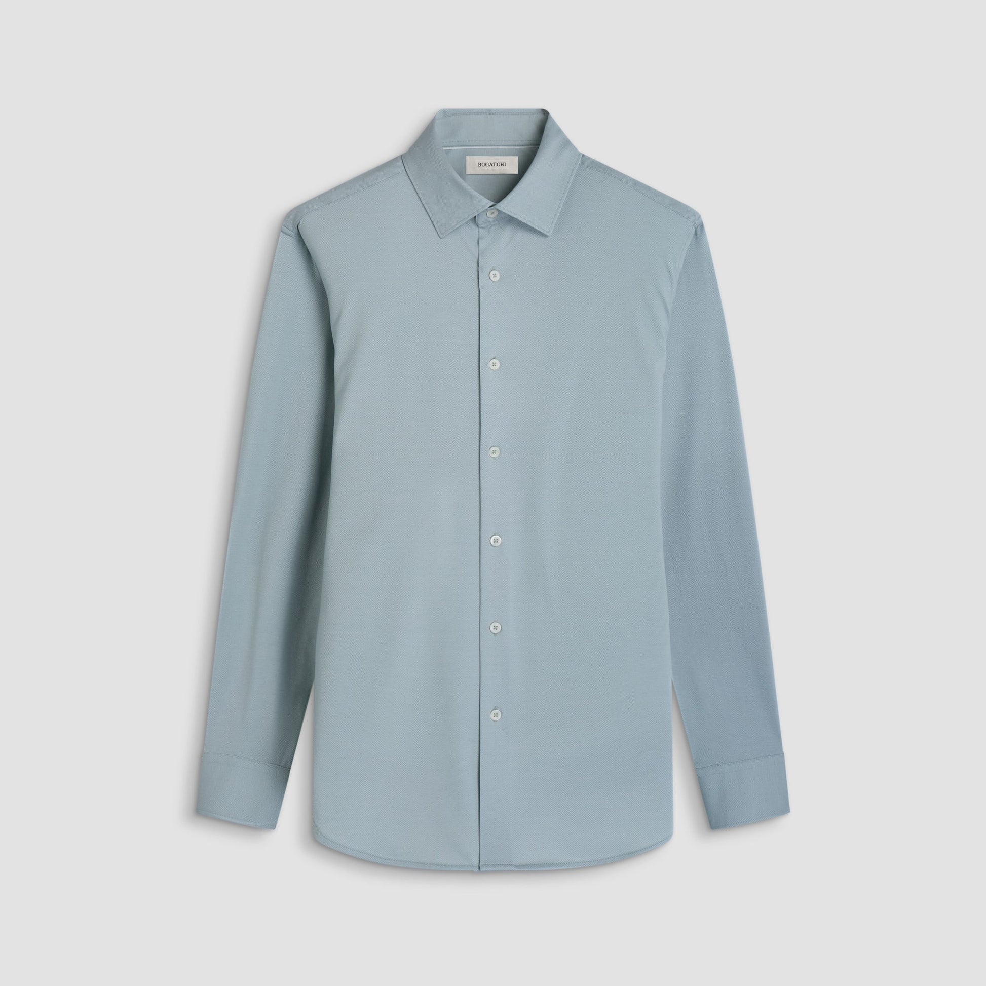Bugatchi Jimmy Double-Sided Herringbone & Solid OoohCotton® Shirt Mint