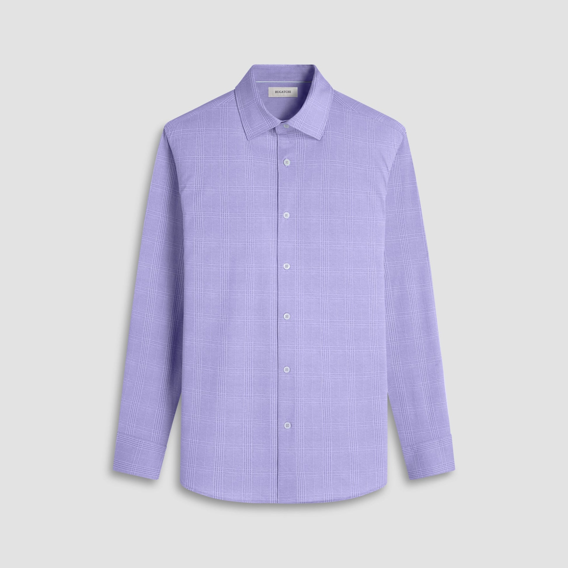 Bugatchi Jimmy Double-Sided Glen Plaid & Herringbone OoohCotton® Shirt Lilac